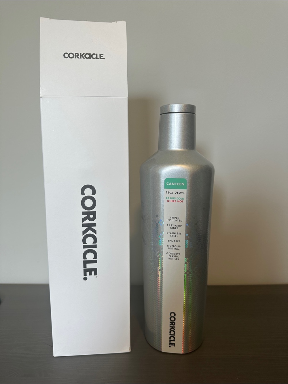 Corkcicle Metallic Silver Canteen Bottle